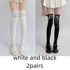 1pairs White Lace Lace Tied Ribbon Velvet Over Knee Socks Lolita Cute Sweet Calf Socks Women's Mid-Leg Kawai Thigh High Socks