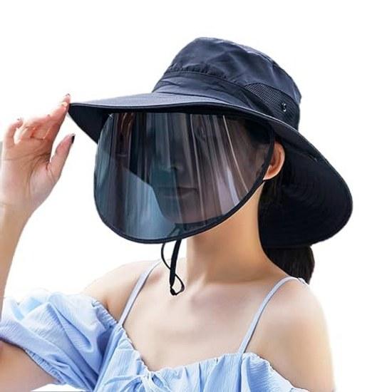 Kesaeki Hat Womens Face Cover Sunshade Sun Visor UV Cut Parka Popular Protection Sunburn Prevention Shape Retention Outdoor Stylish Hooded Summer Cap