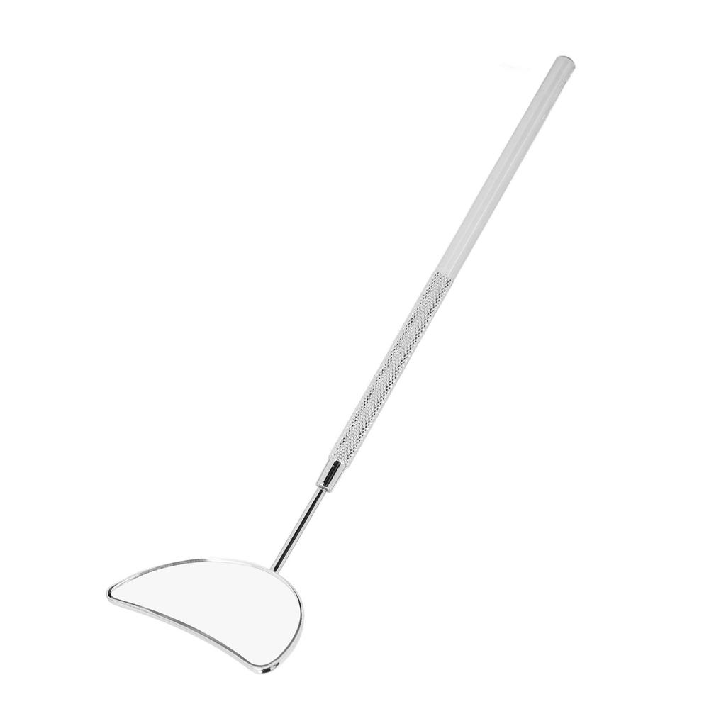 Eyelash Extension Mirror Detachable Handle Moon Shaped Stainless Steel Eyelash Makeup Mirror Silver