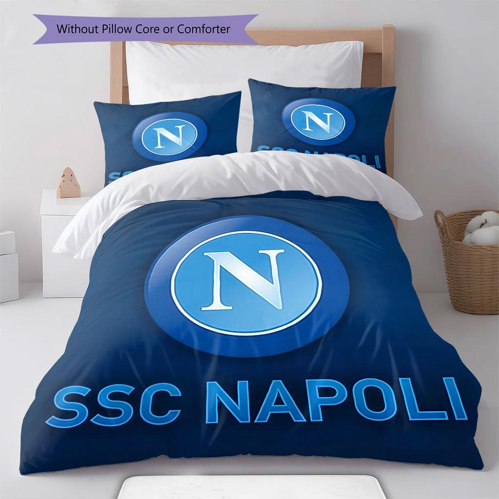 SSC Napoli Pattern Bedding,Quilt Set Quilt Cover Pillowcase Home Birthday Gift(1 * duvet cover + 2 * pillowcase, without core)