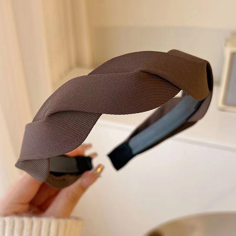 French Retro High Crown Wide-Brimmed Plush Headband for Face Washing and Outings