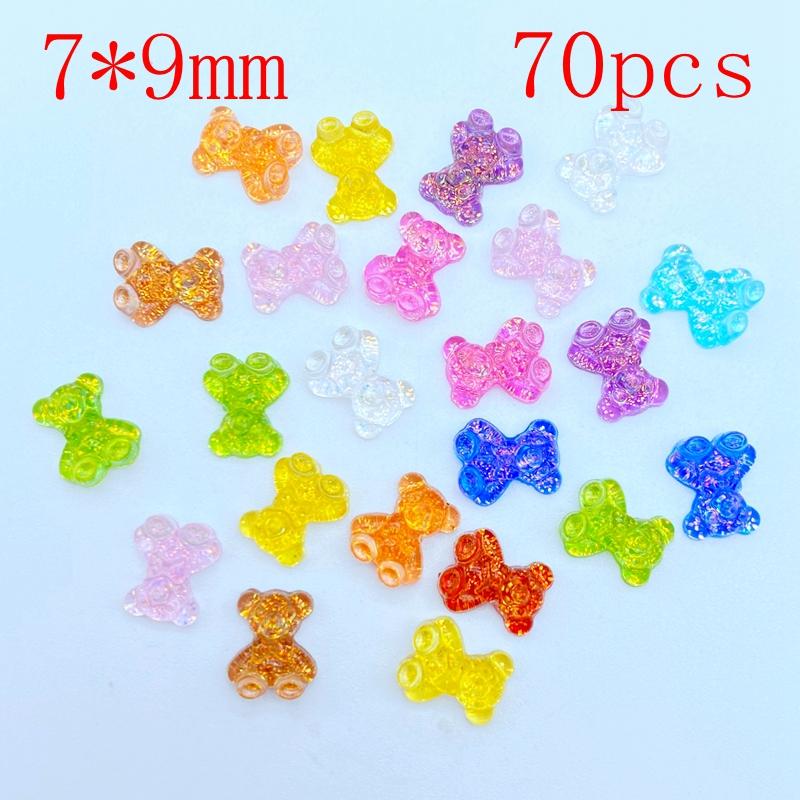 50/60/70/80Pcs Kawaii Cute Mini Shining Bear Flat back Resin Cabochons Scrapbooking DIY Jewelry Craft Decoration Accessorie K94