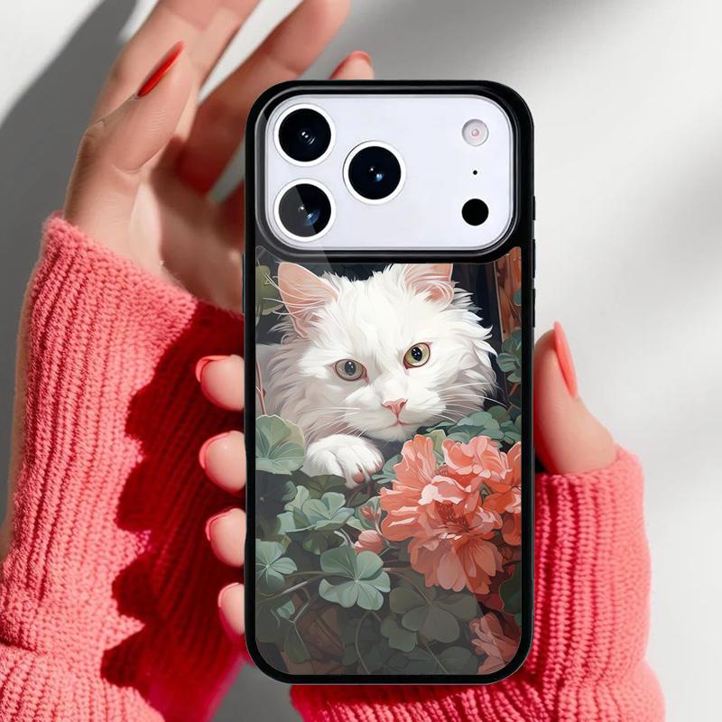Cute Cat Painting Phone Case for iPhone 17 16 15 14 13 Pro Max Back Cover for 12 11 Pro Coque