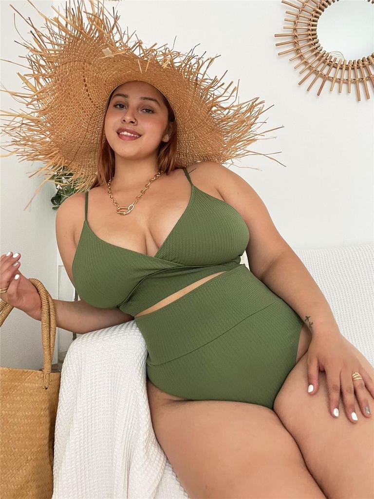Yüksek Bel Büyük Beden Bikini Kadın Mayo - Avrupa & Amerikan Tarzı