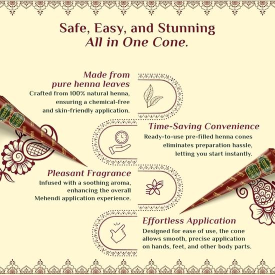 Neeta Mehendi Cone Body Art All Natural Herbal Pure Henna Past (12 Pieces In a Box) Pack of 2