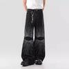 Stylish Embroidered Flared Denim Jeans Men Women Relaxed Fit Wide Leg Straight Cut Casual Pants