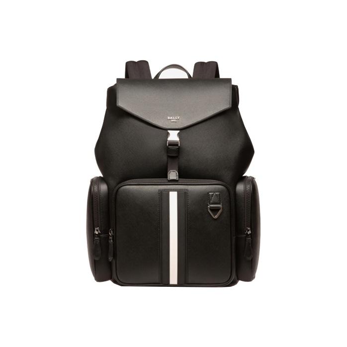 Bally Classic Stripe Leather Backpack Medium Men Backpacks Black 6238750