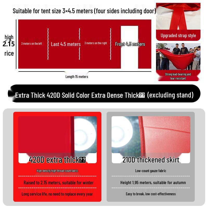 Thickened Outdoor Umbrella Tent Cloth - Windproof and Waterproof Surround for Four-Legged Umbrella