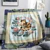 Cat Flower Print Flannel Blanket, High Quality Comfortable for All Seasons, Home Decor, Warmth and Comfort, Perfect for Christmas Gifts44