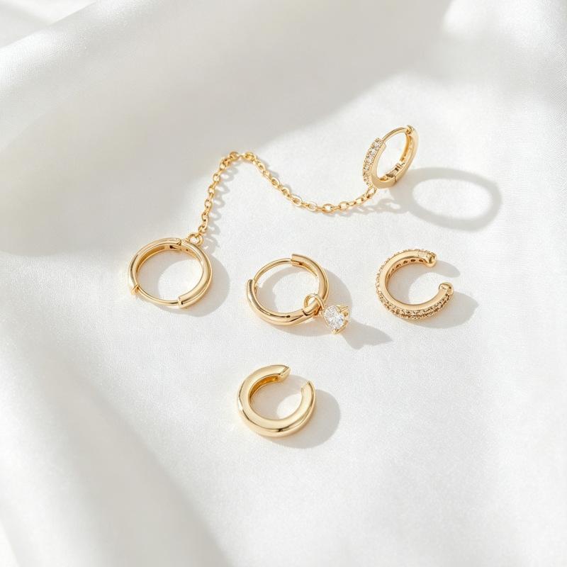 New chain earrings set, high-end sense personalized fashion commuter versatile earrings