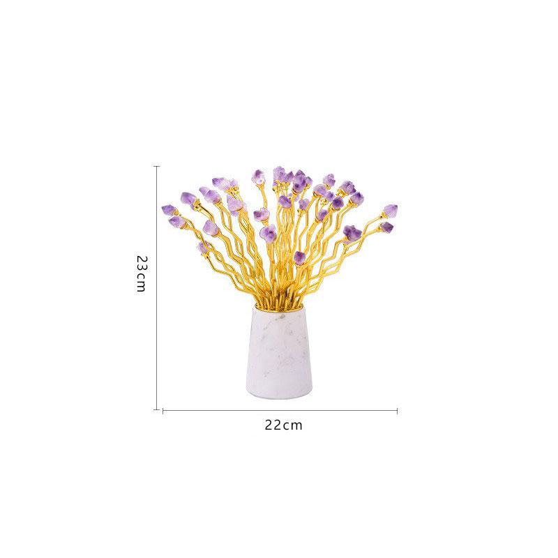 

Marble Base Metal Branches Amethyst Flowers Decoration Home Livingroom Fengshui Accessories Hotel Office Desk Furnishing Crafts