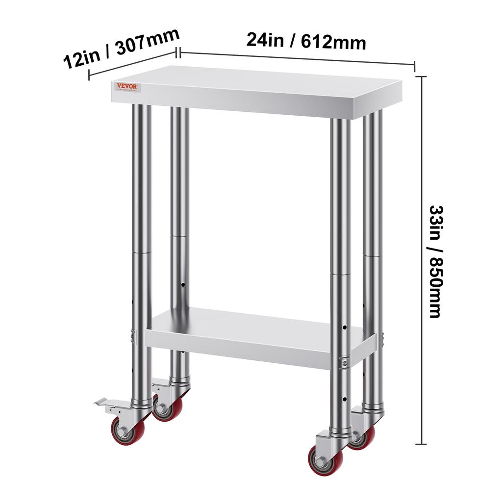 SucceBuy Folding Commercial Prep Table Commercial Worktable Workstation with Undershelf Folding Table for Home Kitchen
