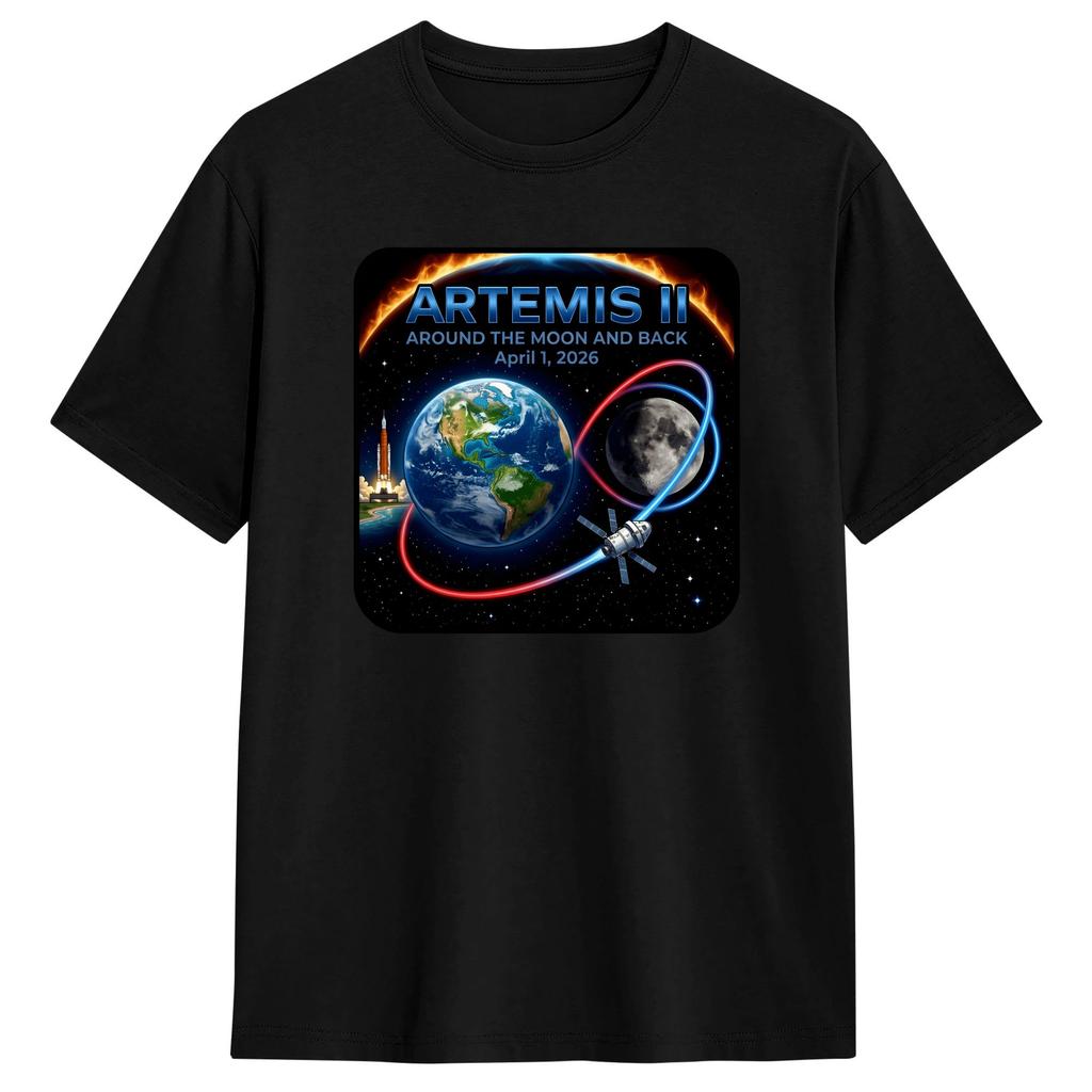 Artemis 2 Mission Logo T Shirt Summer 100 Cotton TShirts For Couple Design Tee Shirt ShortSleeved Vintage Tees