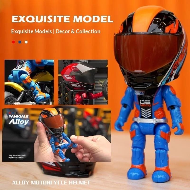 Simulation Motorcycle Rider Alloy Deformed Action Figure, Helmet Character Model, Desk Ornament Collectible Toy, Kids Boys Birthday Gift