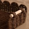 Handmade Tabletop Storage Basket | OpenTop Design, Woven with Wooden Handles, for Desk