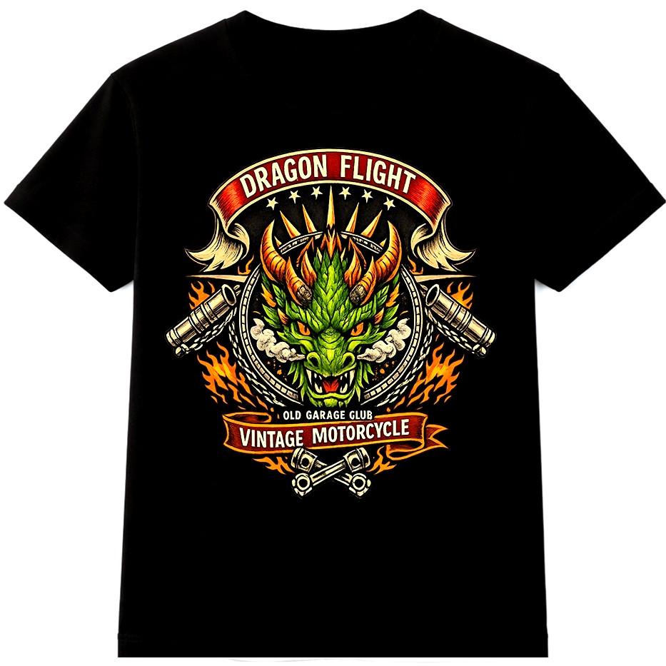 Biker Dragon T Shirt Vintage Motorcycle Club Garage Rider Graphic Tee S разноцветный