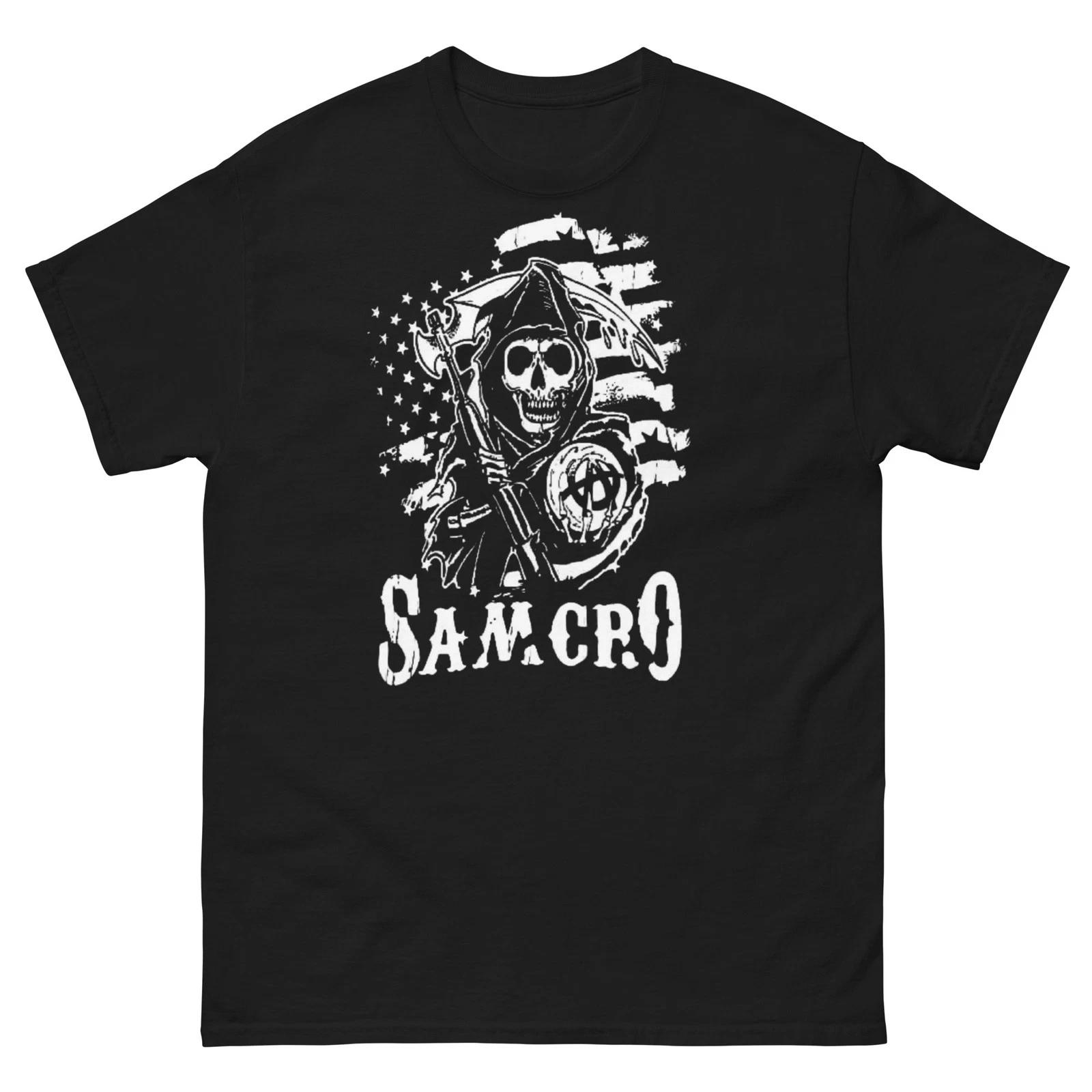 SAMCRO Reaper Skull Biker T-Shirt Sons of Anarchy Style Motorcycle Club Tee 3XL