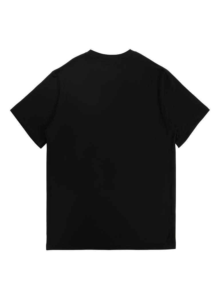 Breathable  Funny Cat Graphic T-Shirt for Men - Stretchy Crew Neck Tee with Geometric Design, Perfect for All Seasons
