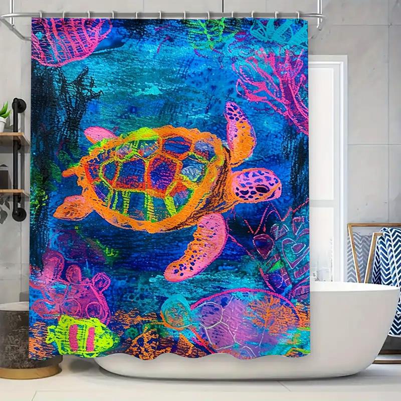 

Riveting Underwater Life Shower Curtain Decorative Fish Coral Print For Bathroom Vibrant Colors Unique Design Size 69X70 Inches W60H190(CM)-1 Pcs