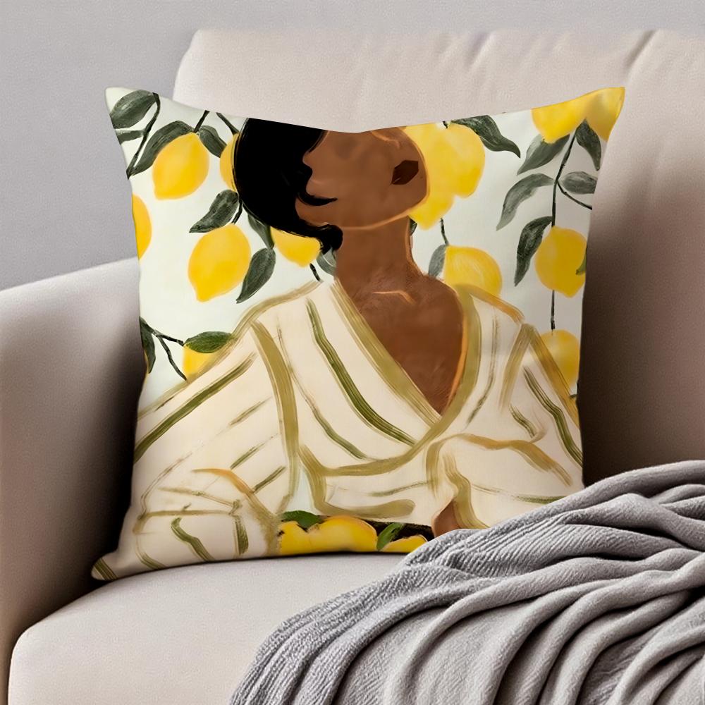 Creative Abstract Illustration Art Cushion Cover Pillowcase Antidustmite Invisible Zipper Short Plush Sofa Cushion