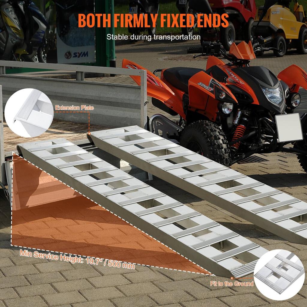 72" X 15" Aluminum Ramps 6000 LBS Capacity Loading Ramps 2PCS