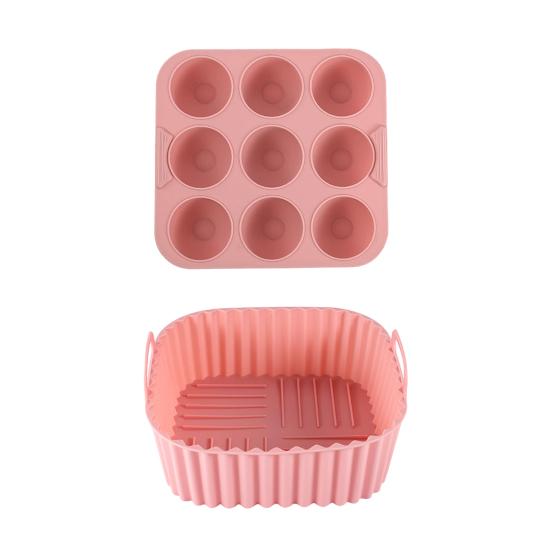 Air Fryer Liners Silicone Basket Square Oven Pan for Even Heating High Temp Resistant Cake Molds for Creative Cooking