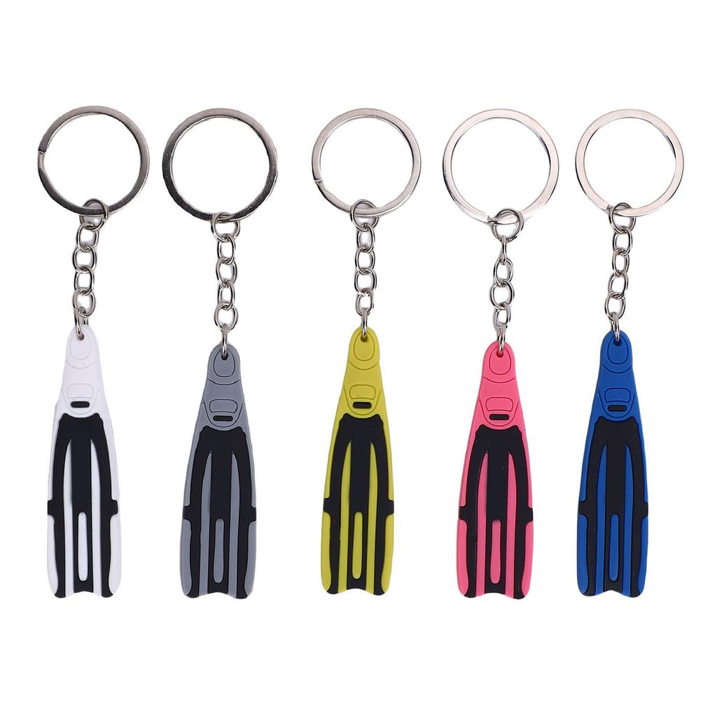 5pcs Scuba Diving Keychain Silicone Creative Flipper Shape Keychain for Bag Purse Backpack
