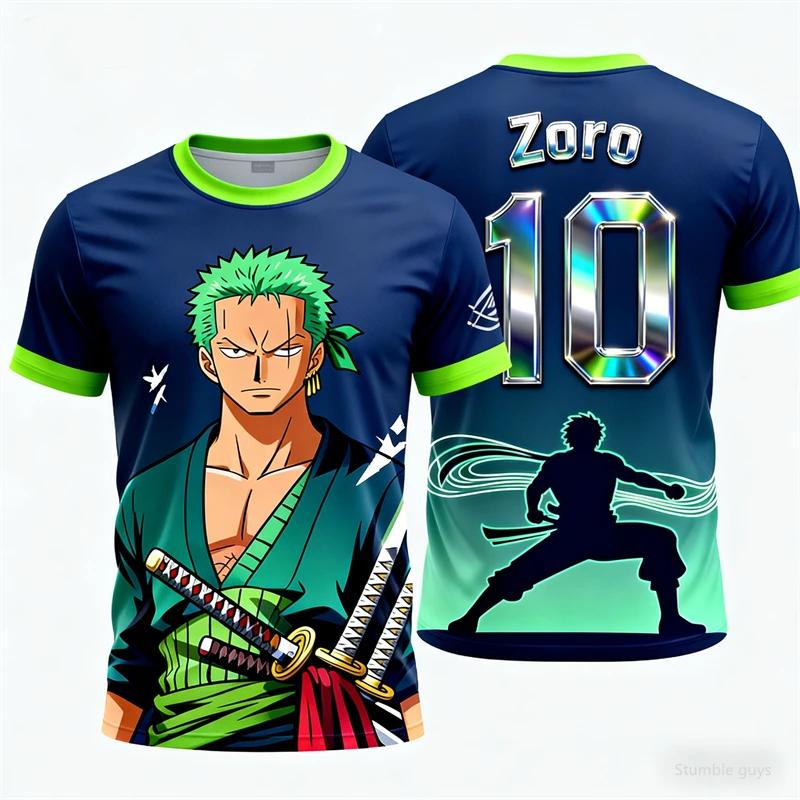 Men's One Piece Anime T-Shirt Luffy Minimal Print Boys Clothes Girls Short Sleeve Men Jersey Casual Lightweight