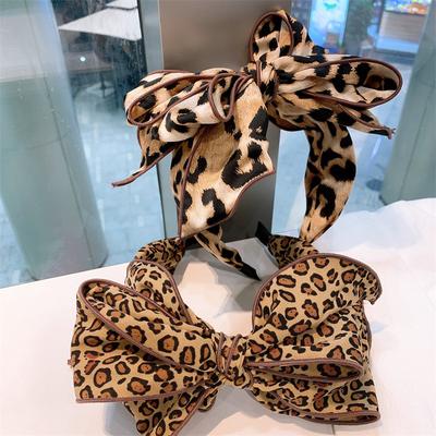 Stupefacenti Fasce per Capelli da Donna con Stampa Leopardata in Tessuto Annodate Fasce Multistrato con Fiocco per Femmina Casual Festa Vacanza Copricapo