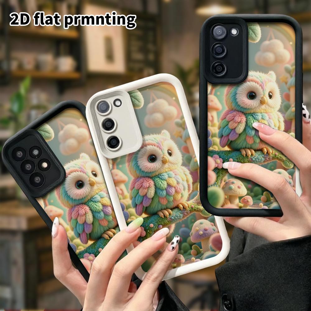 Phone Case: 2D flat, suitable for Samsung Galaxy A34 A35 M05 M06 S20 S22 S21 FE Plus 5G protective case, plush owl, perfect Christmas and Halloween ho