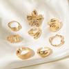 8Pcs/Set Vintage Metal Petal Flower Water Drop Open Rings for Women Trend Goth Geometric Rings Set Daily Jewelry Gift