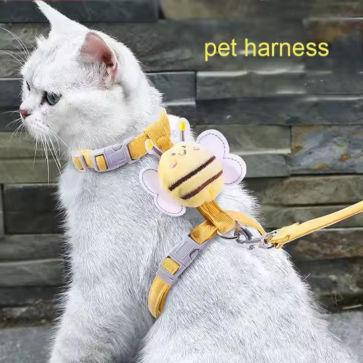 New Style Hot Selling Cat-Proof Soft Adjustable Vest Harness Easy Breathable Anti-Break Chest Strap Leash with Animal Pattern