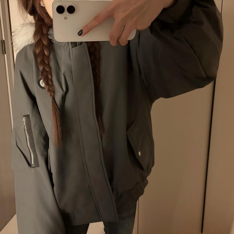 Down padded clothes women's short winter American retro men's and women's padded clothes padded jackets thickened small jackets