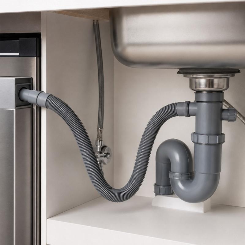 Dishwasher Replacement Drain Hose with Molded Connectors, AEM74333104 Gray Corrugated PVC Hose for Kitchen Appliance Drain Service