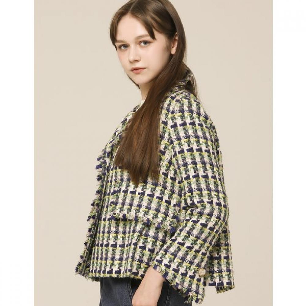 SON JUNG WAN Cut Off Tweed Jacket Zjk6161010