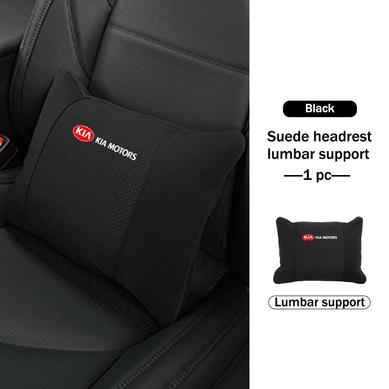 BBEI1 Car Styling Soft Suede Headrest Neck Support Seat Breathable Waist Pad Pillow Mat For KIA Sorento Stinger Soul Spectra Niro