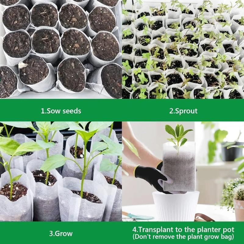 100PCS Breathable Plant Nursery Bags Biodegradable Grow Pots Fabric Seedling Containers Home Gardening Essentials