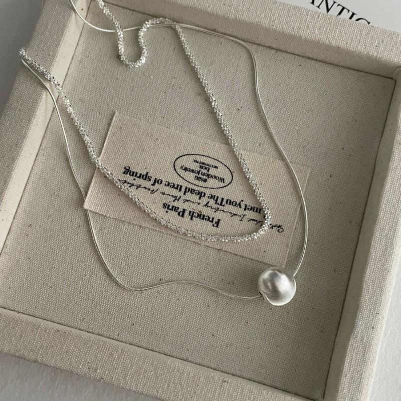 Double Layer Cat Eye Bead Necklace Fashion Minimalist Clavicle Chain Men Women