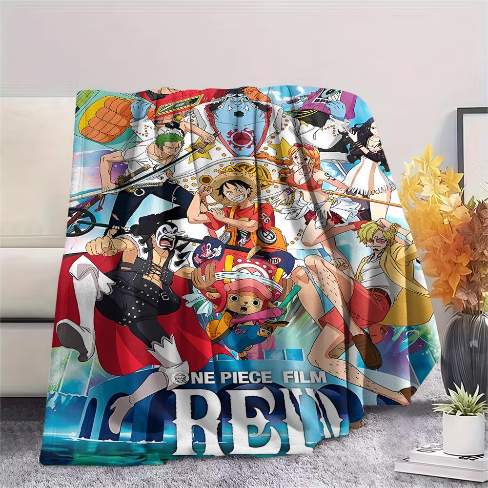One Piece Charakter Print Flaneldecke, Hohe Qualität, Bequem für alle Jahreszeiten, Heimdekoration, Wärme und Komfort, Perfekt für Weihnachtsgeschenke
