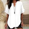 Summer Loose and Fashionable Pure Color V-neck Casual Women's T-shirts