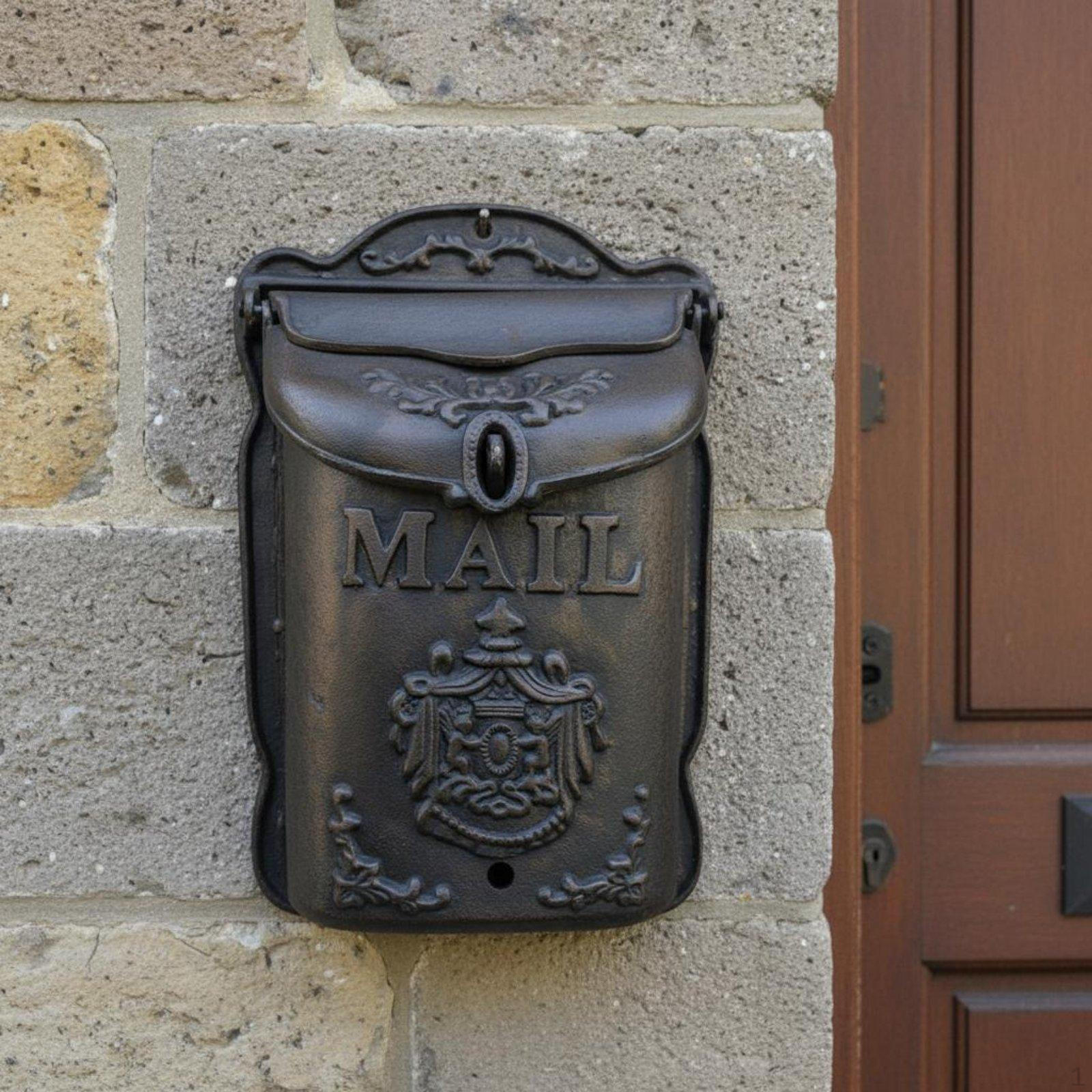 Vintage Cast Iron Mailbox European Rustic