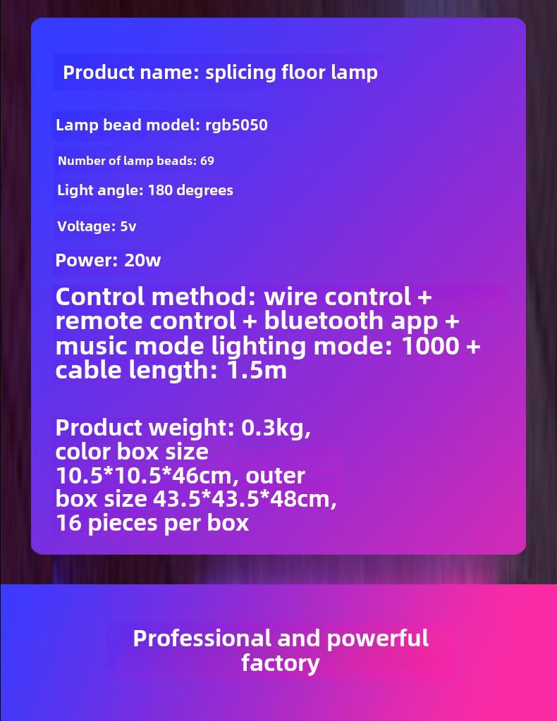 RGB Fantasy Corner Floor Lamp: Music Rhythm Atmosphere Light for Living Room & Bedroom