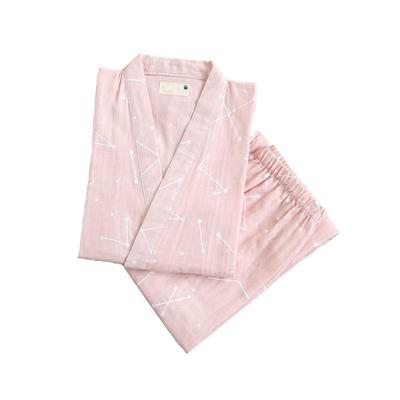Schlafanzug Nachtwäsche Hausanzug Yukata Jinbei Kurzarm Vorne zu Öffnend Doppelgaze Baumwolle Herren Damen Paare Liebhaber Oberteil und Hose Set