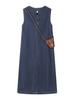 Temperament retro denim crew neck Korean version dress summer niche gentle sleeveless loose and thin denim dress