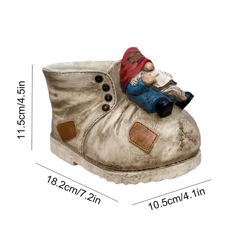 Cowboy Shoe Plant Pot Flowerpot, Vintage Boot Growing Container for Succulents Herb Flower, Resin Gnome Garden Decor