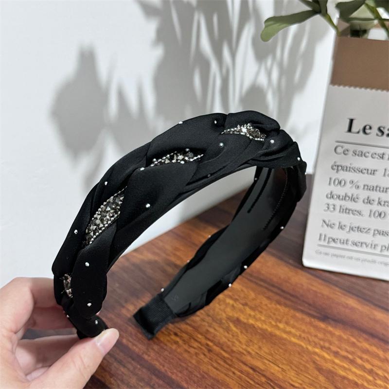 

Модная женская и дамская плетеная атласная повязка на голову с блестящей тесьмой, женские зубчатые пластиковые обручи для волос