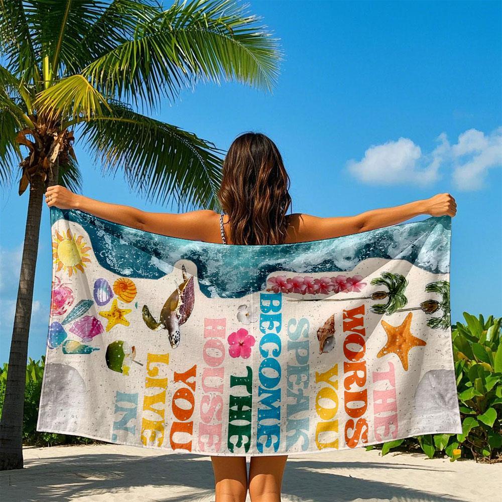 Tropical Ocean Quote Quick Drying Bath Towel Microfiber beach towel light weight swimming camping yoga beach out
