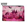 Themed Cosmetic Travel Bag Storage Bag, with Halloween Pumpkin Ghost Print, Smooth Festive Desktop Zipper Canvas Makeup for Organizer