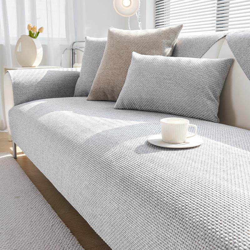 

1pc Bohemian Plain Small Rhombic Chenille Non-slip Sofa Cover, Sofa Slipcover, Furniture Protector, for Bedroom Office Living Room Home Decoration 90*90cm