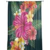 Green Plant Red Hibiscus Chiffon Tulle Curtains For Living Room Kitchen Bedroom 3d Print Sheer Voile Curtain Window Treatment